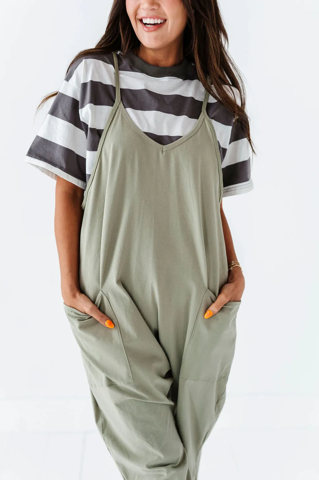 Carly Casual Jumpsuit In Sage