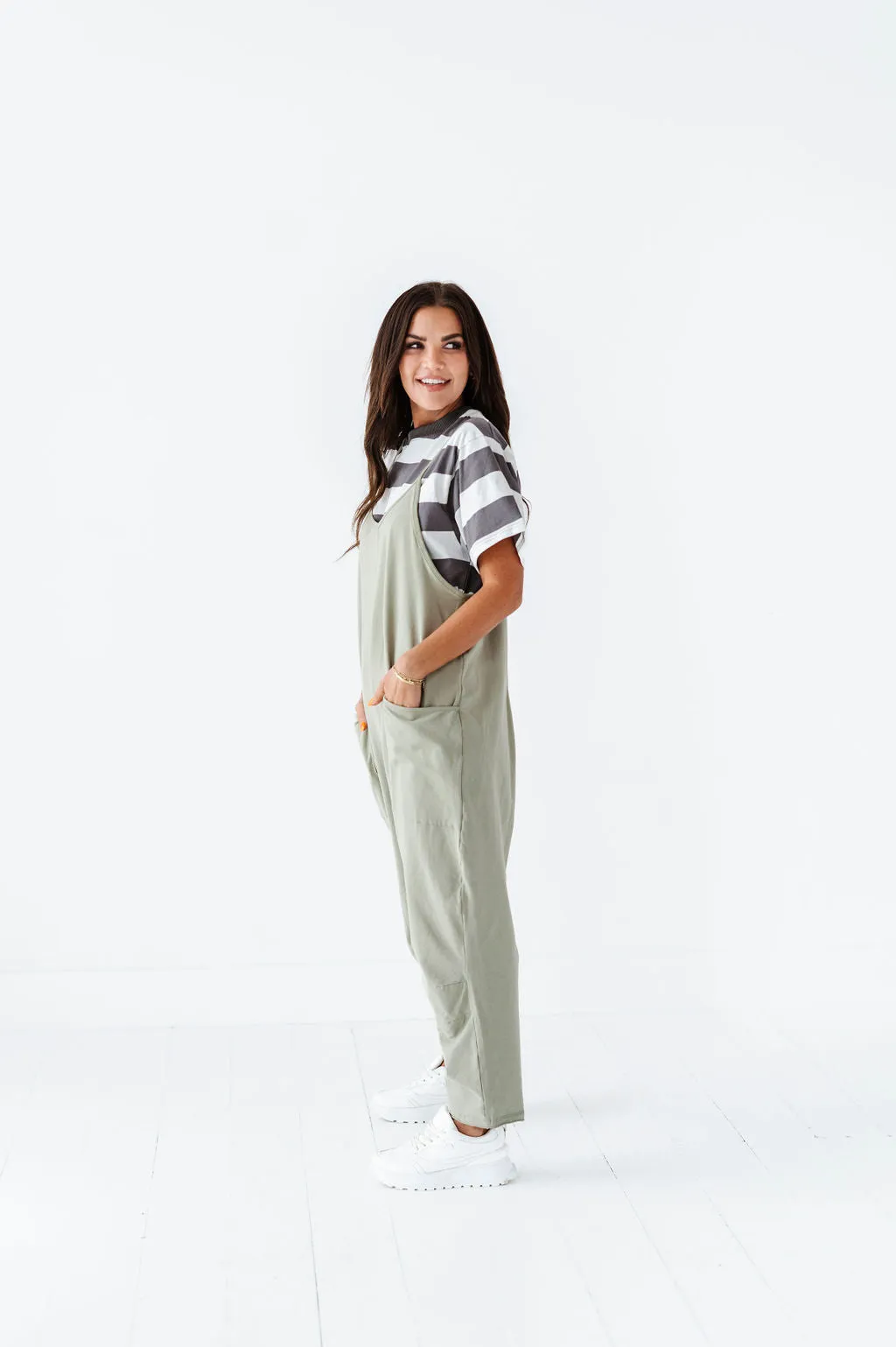 Carly Casual Jumpsuit In Sage