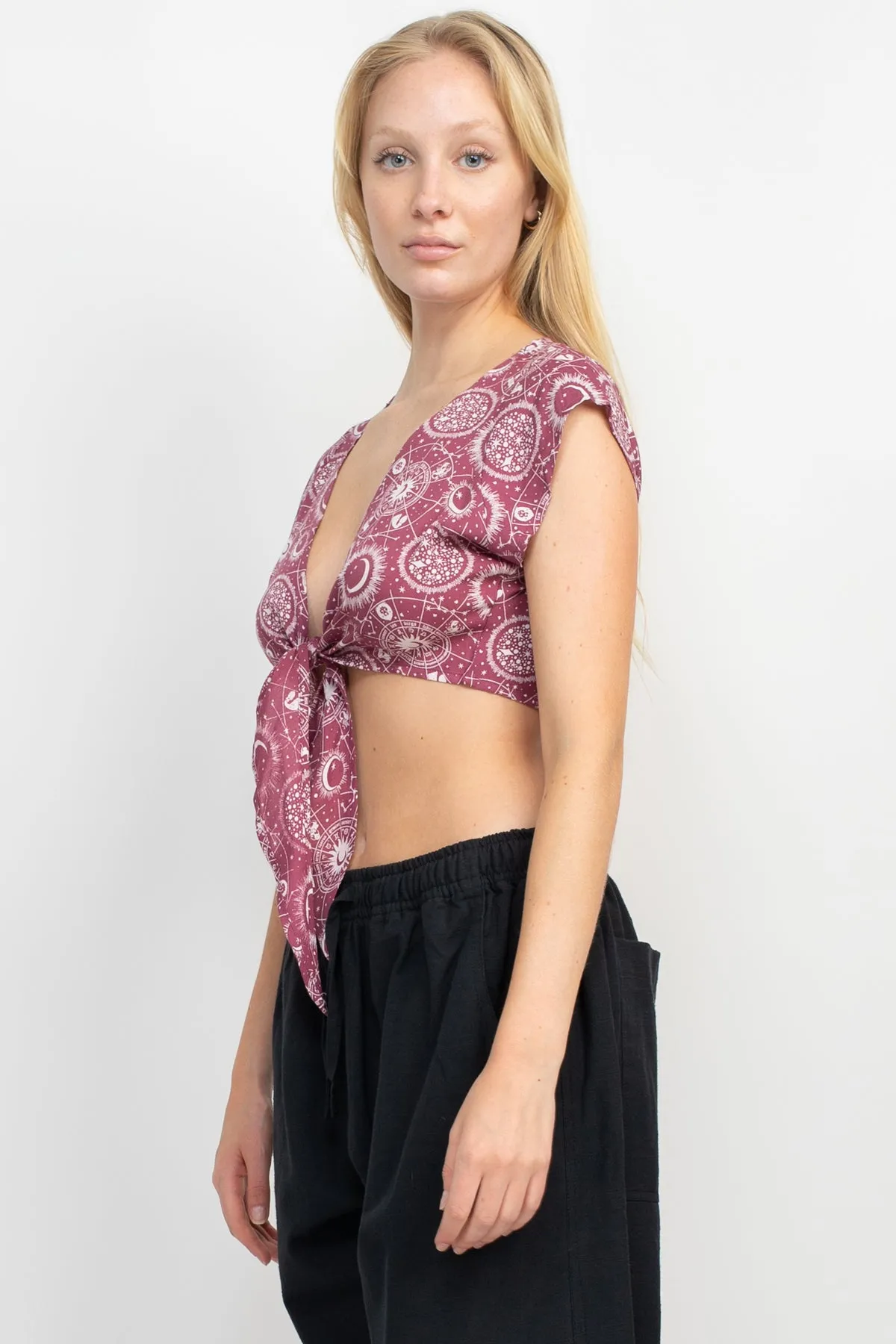 Celestial Tie Front Crop Top