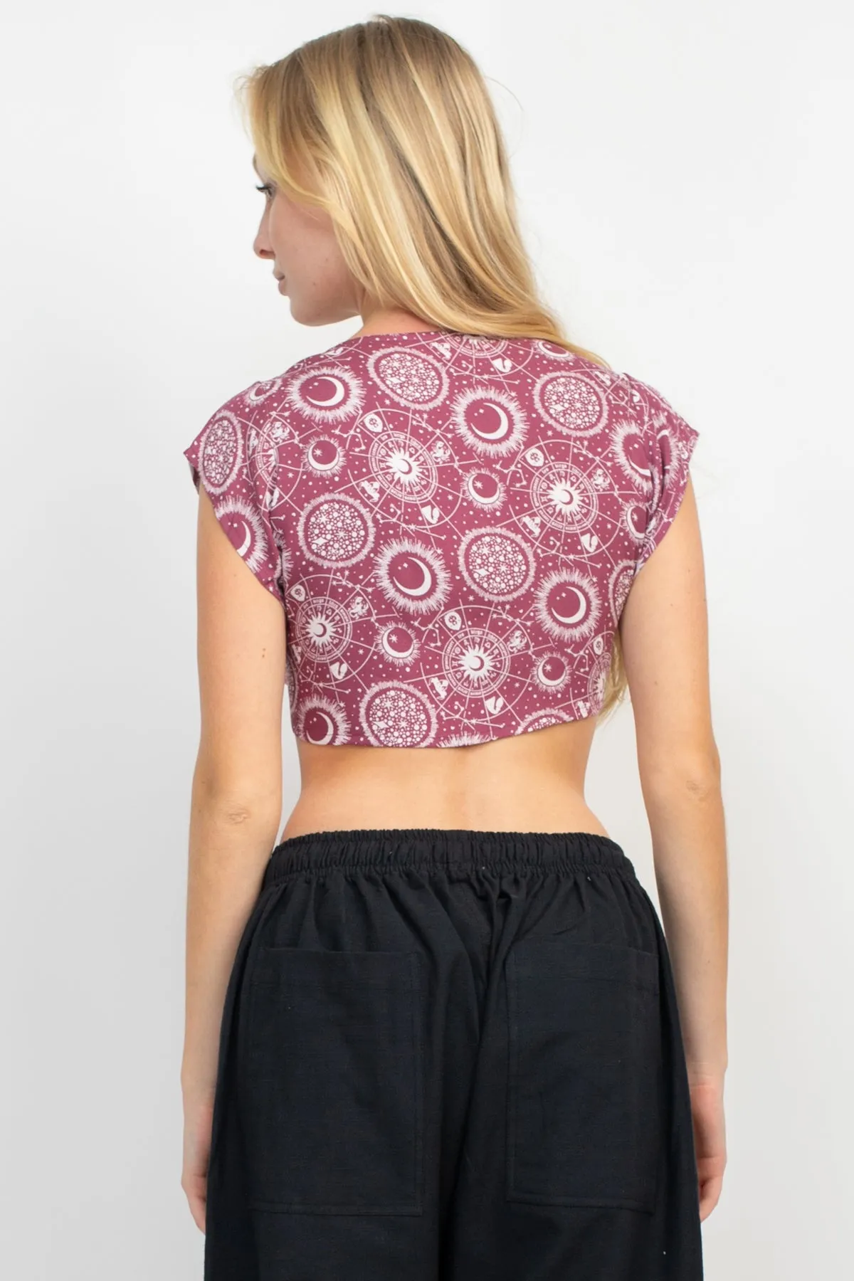 Celestial Tie Front Crop Top