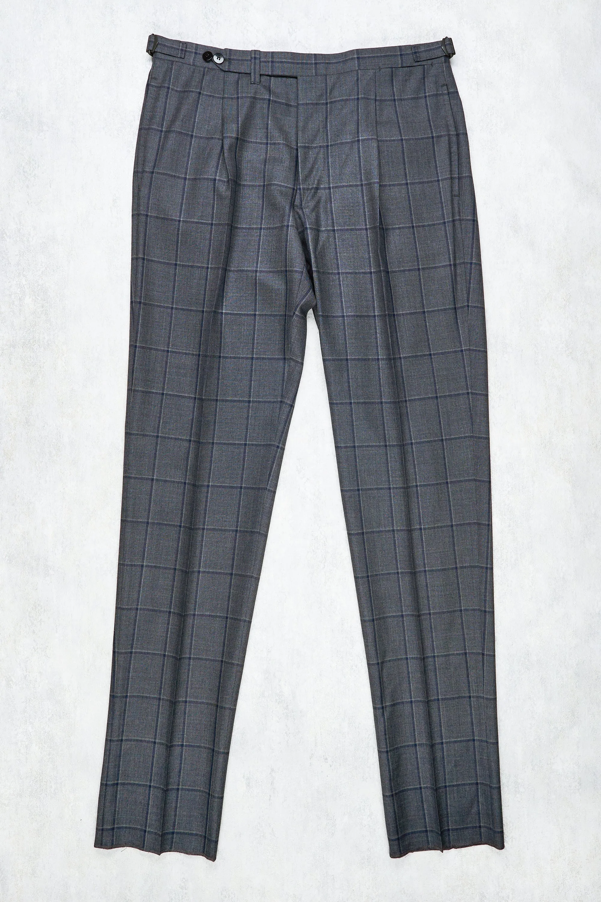 Cesare Attolini Grey with Navy Windowpane Wool/Cashmere Suit