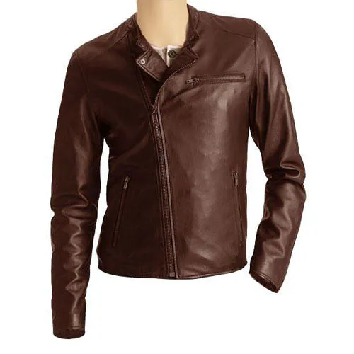 Cognac brown stylish leather jacket