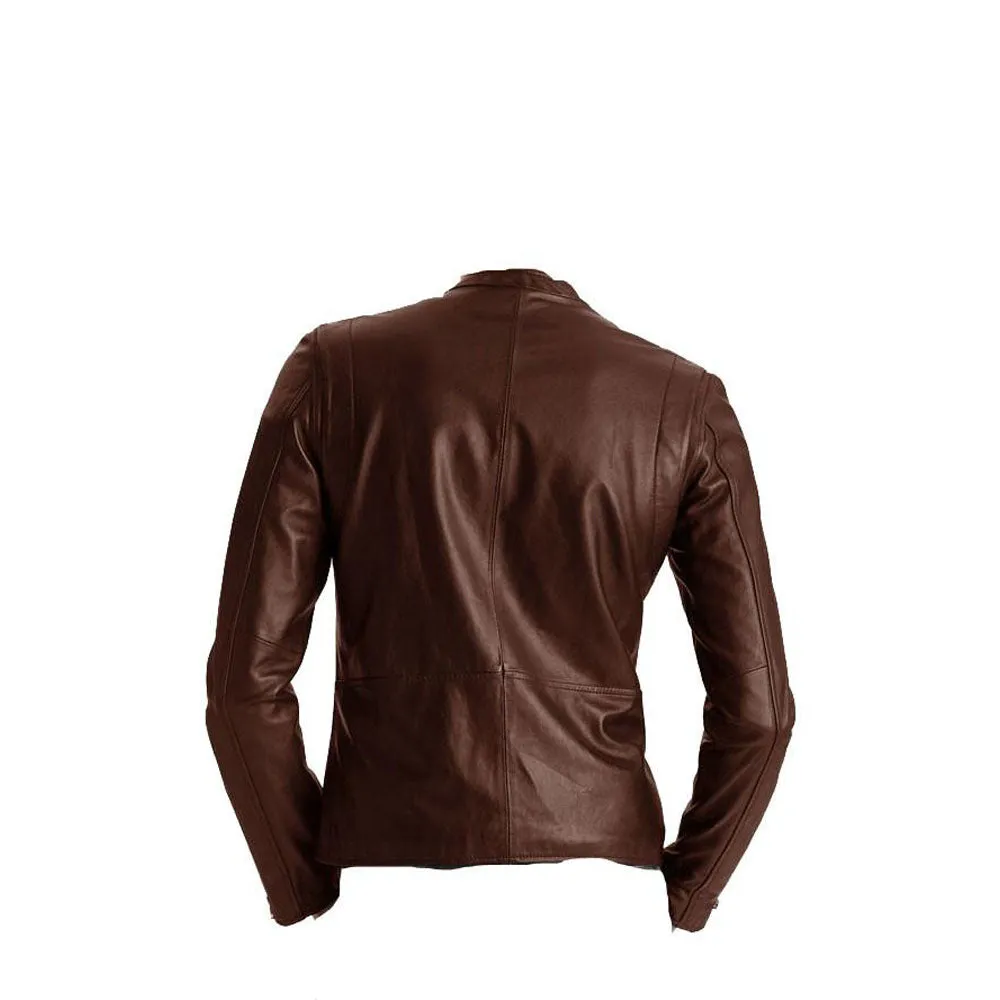 Cognac brown stylish leather jacket