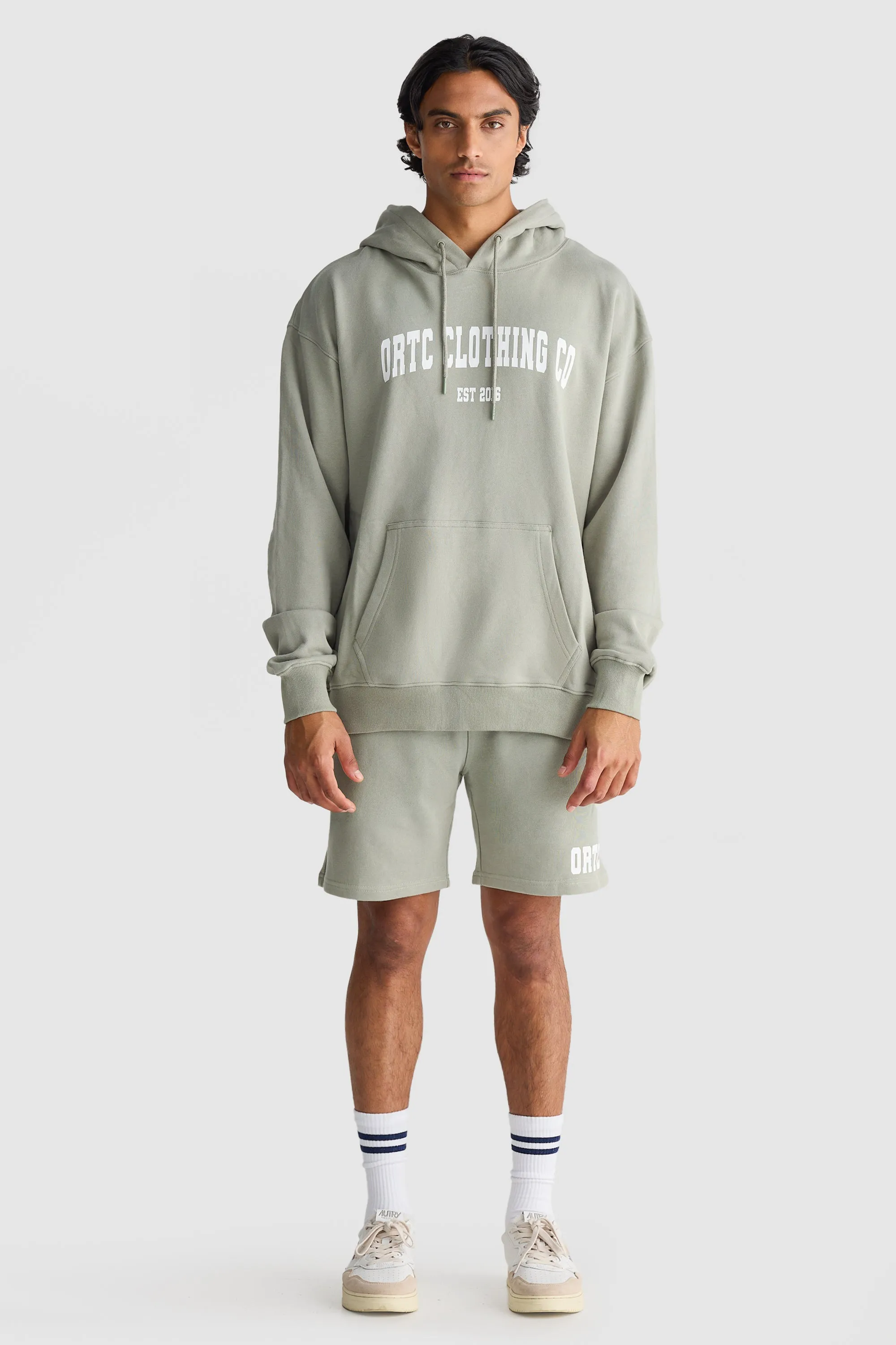 College Logo Hoodie Olive