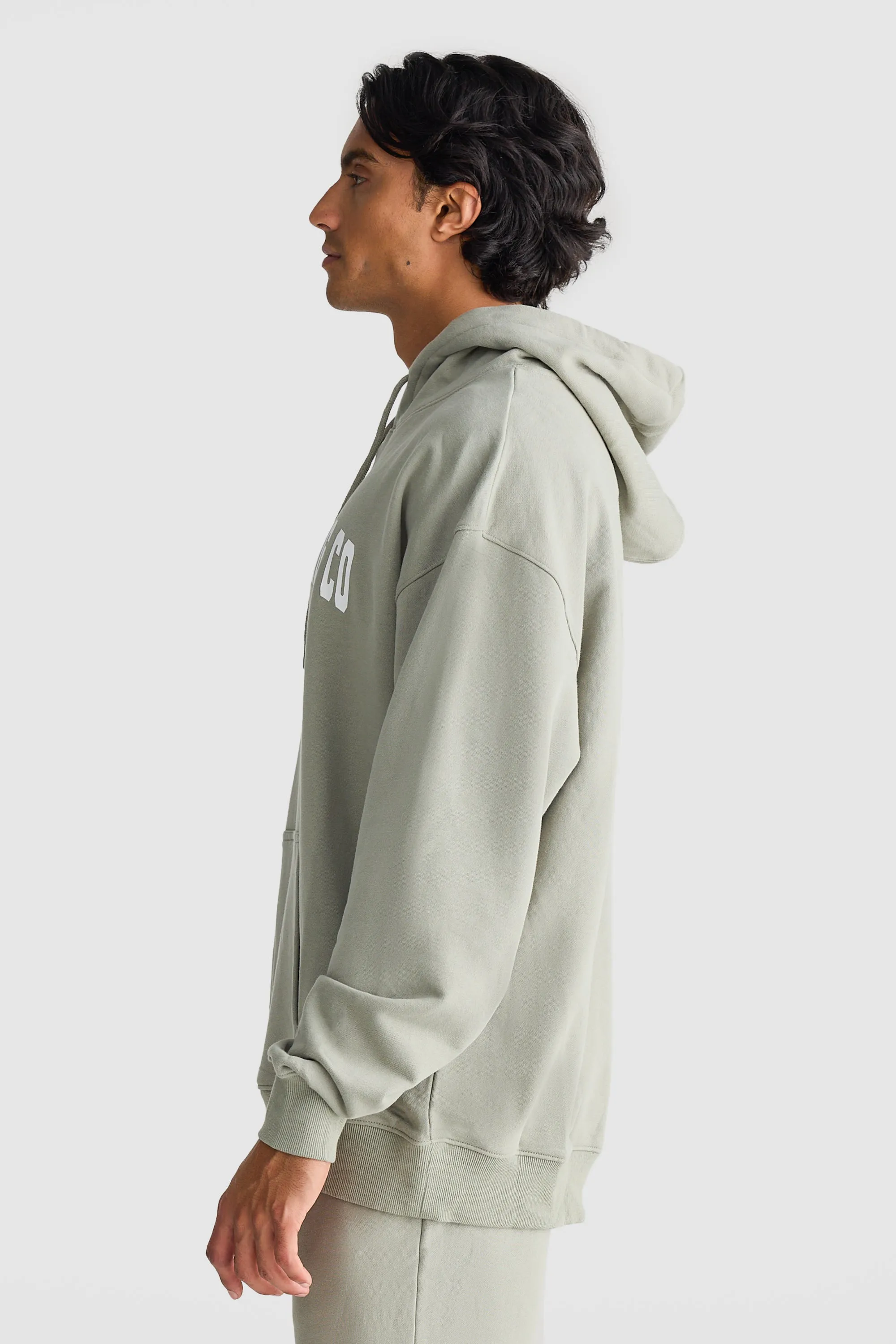 College Logo Hoodie Olive