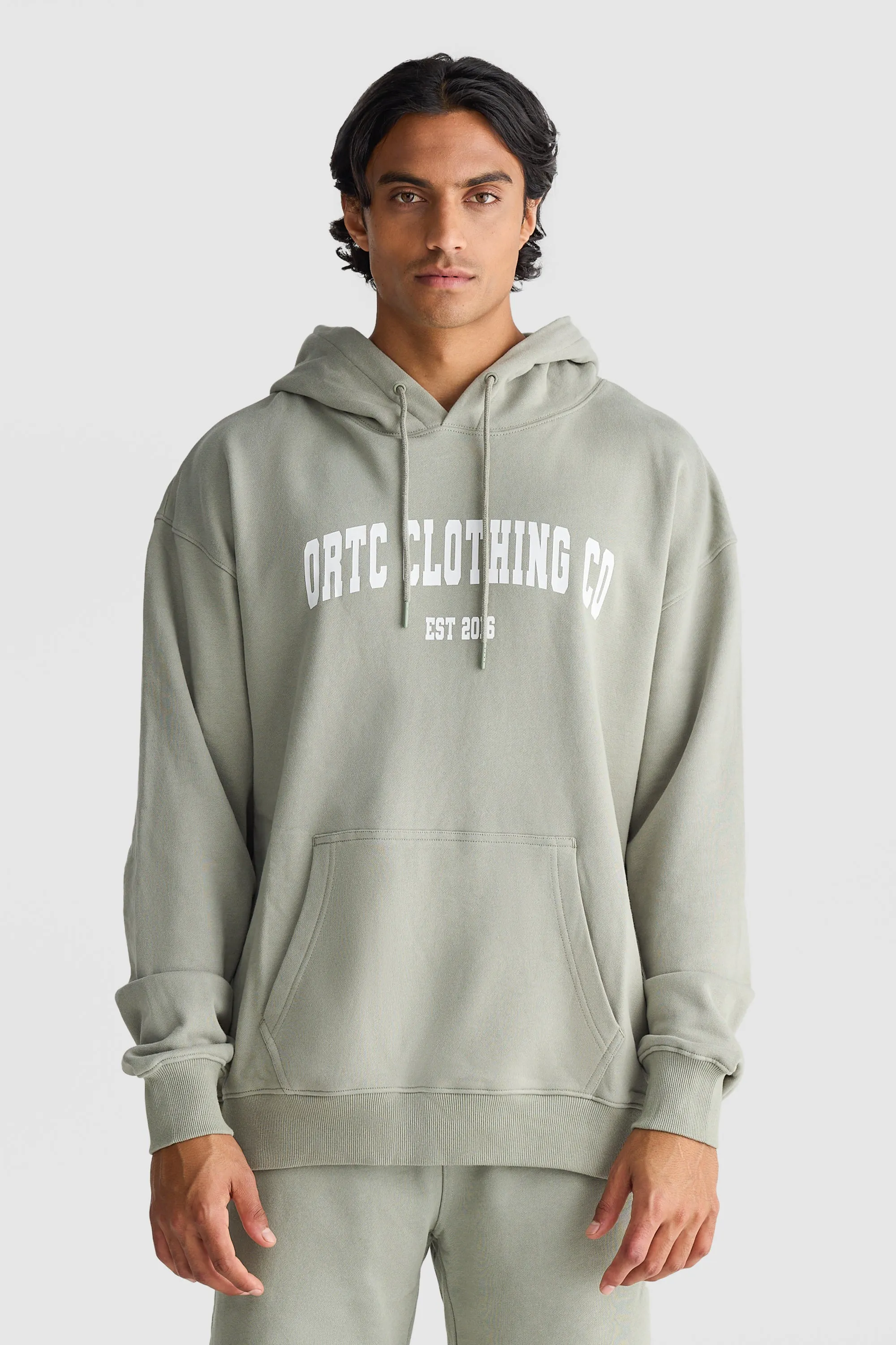 College Logo Hoodie Olive