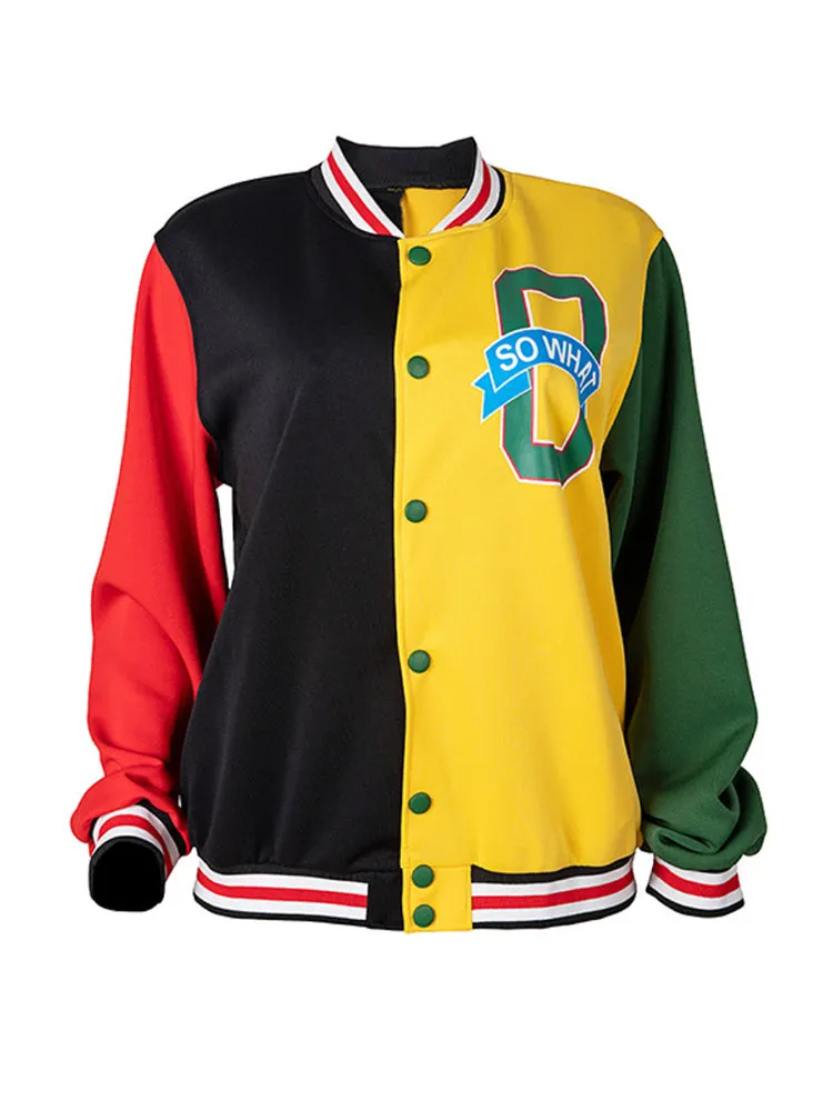 Color Block Baseball Jacket & Pants Set