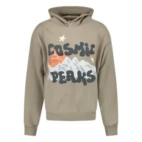 COSMIC PEAKS BUBBLE WRITING HOODIE OLIVE