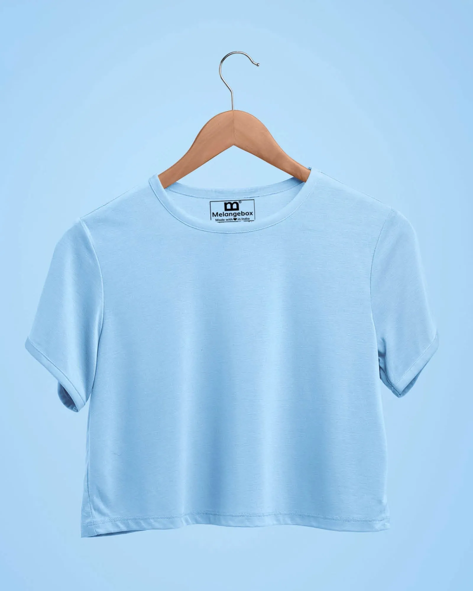 Crop Top: Solid Cyan Blue