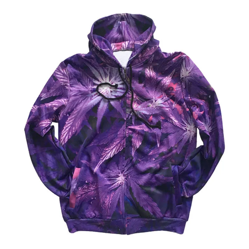 Dank Master Purple Leaf Zip-Up Hoodie