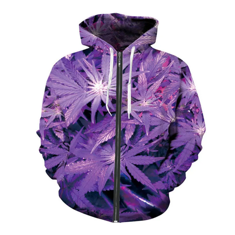 Dank Master Purple Leaf Zip-Up Hoodie