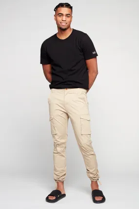 DEAN -  Slim Fit Cargo Chinos (Convertible Joggers) - Tan