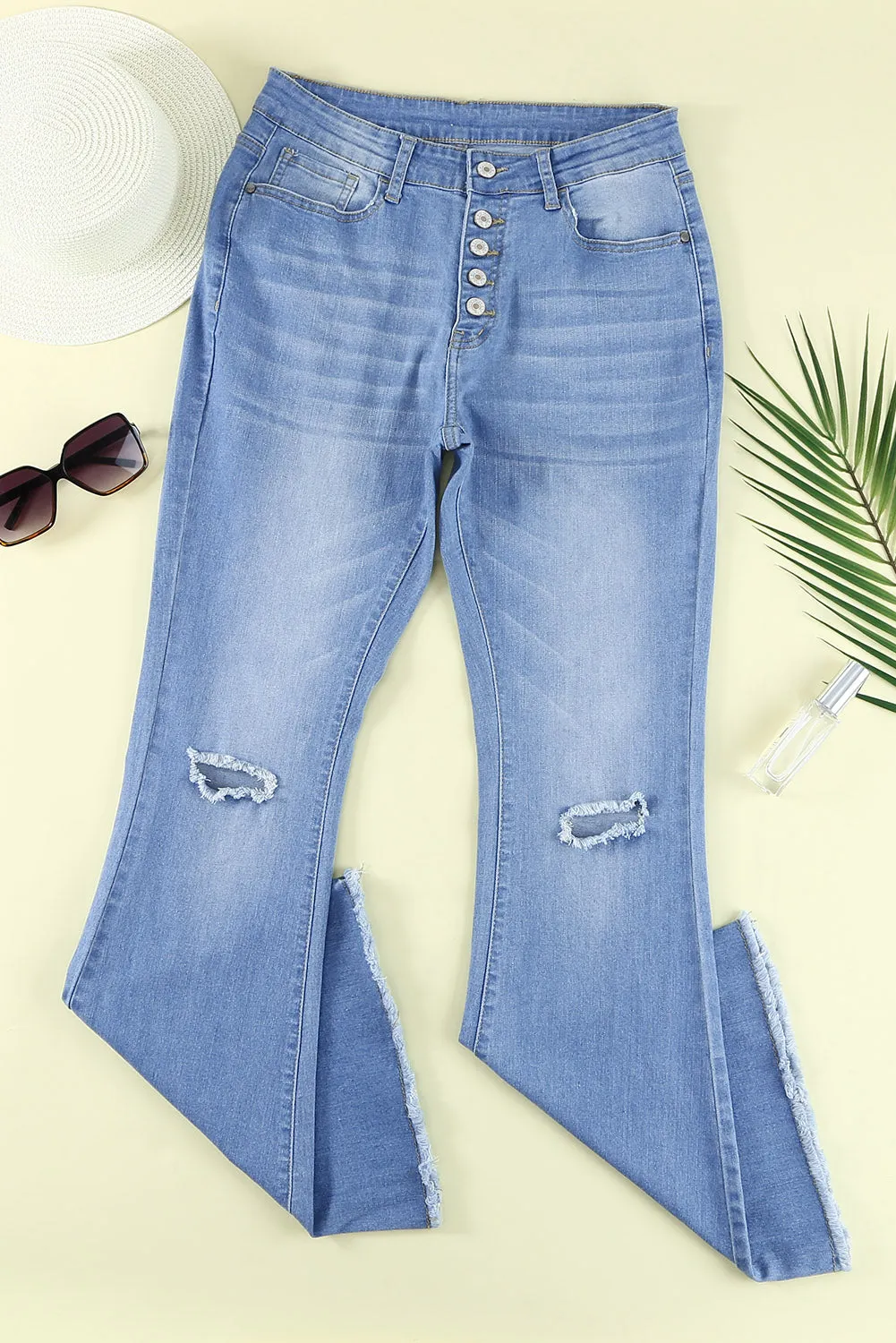 Distressed Bell Bottom Denims