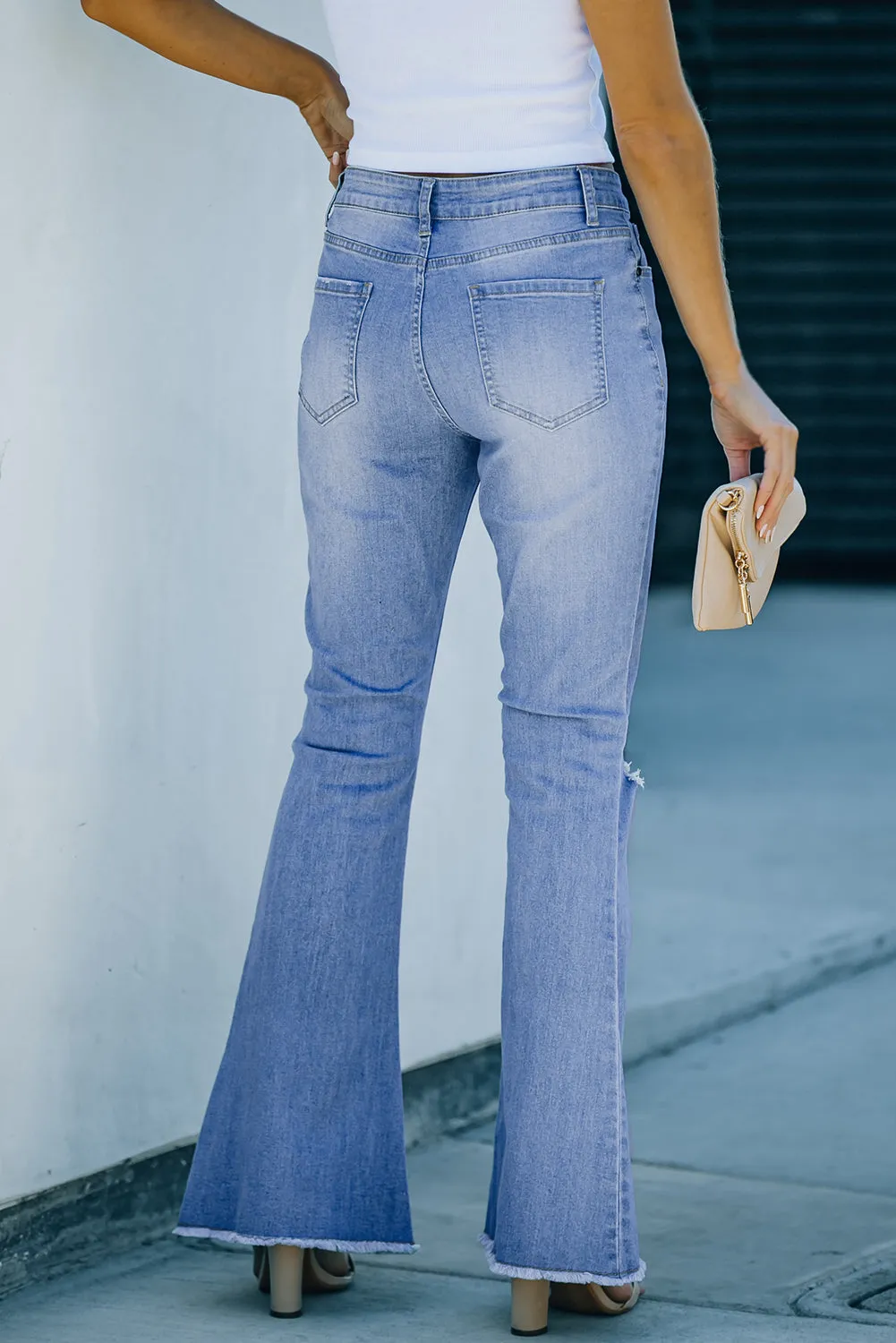 Distressed Bell Bottom Denims