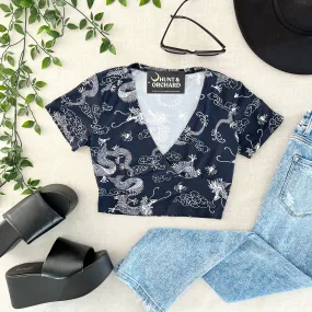 Dragon Crop Top - Navy