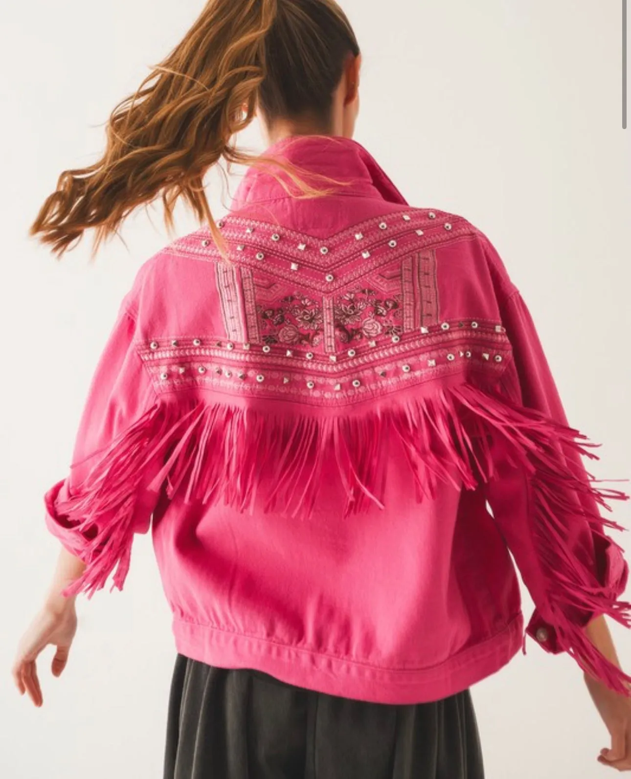 Embellished Fringe Denim Jacket