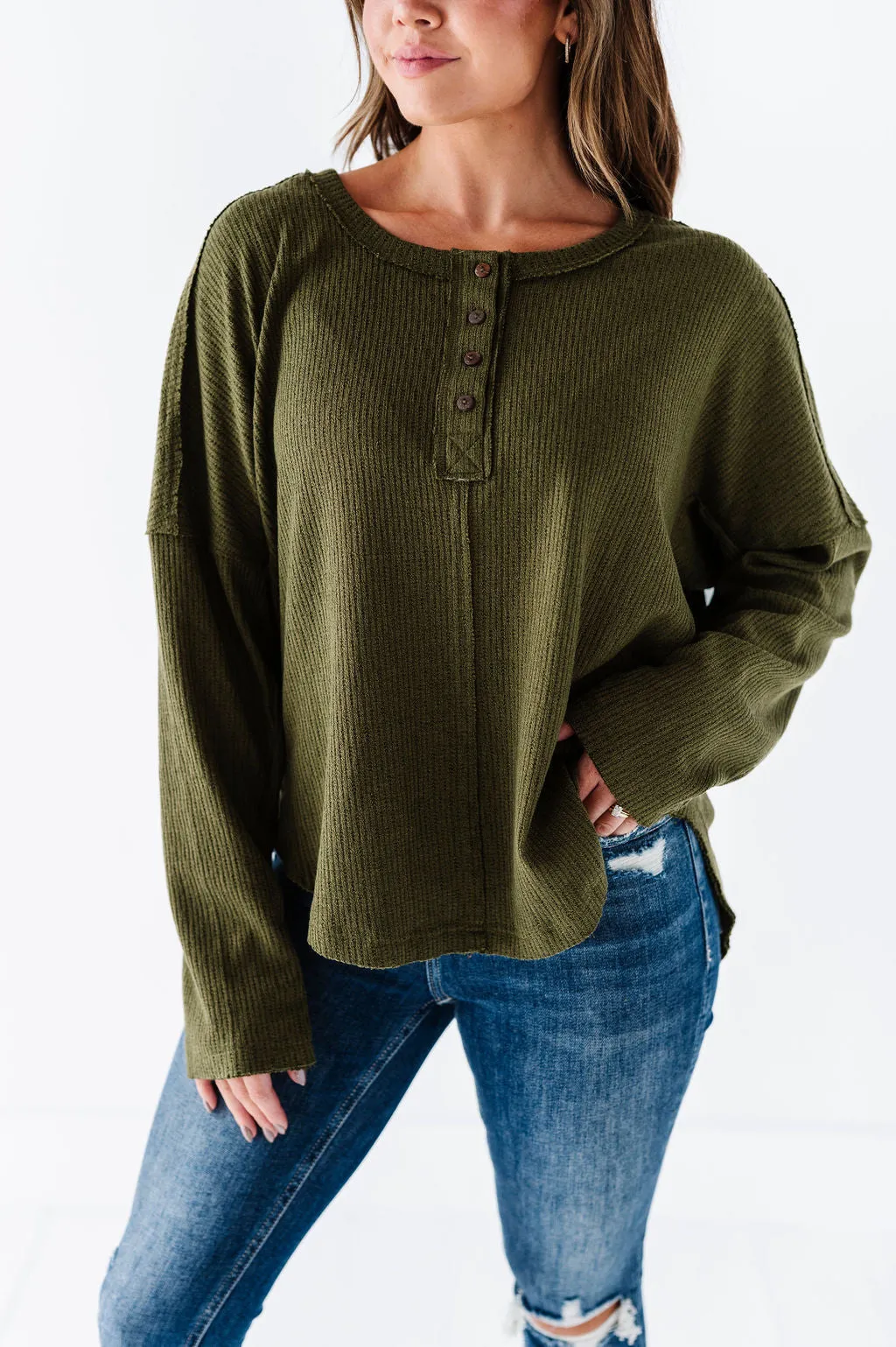 Ember Henley Top in Olive