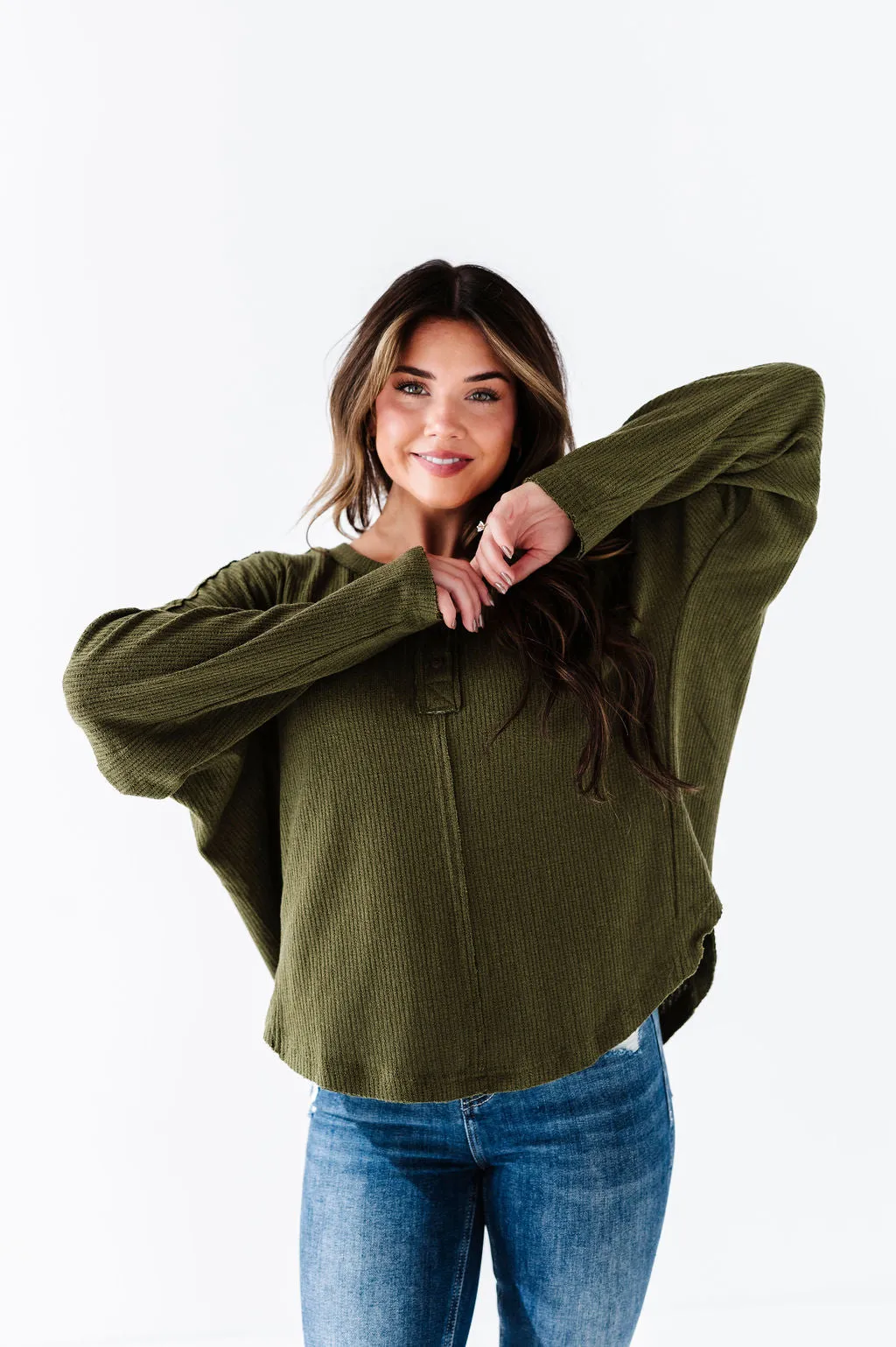 Ember Henley Top in Olive