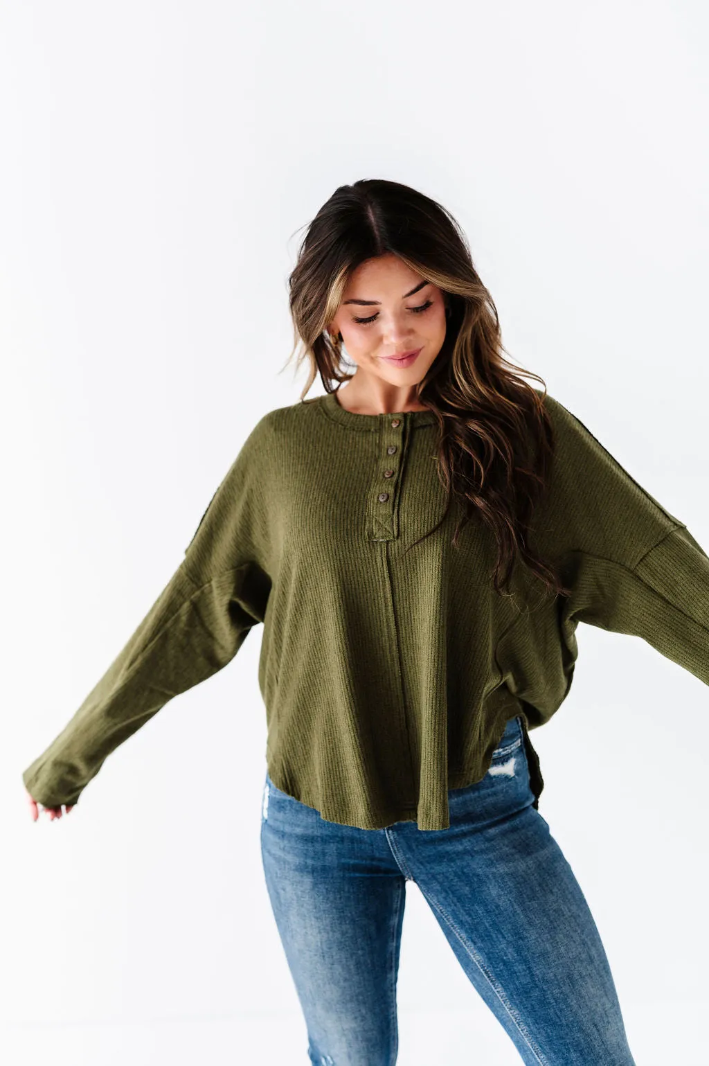 Ember Henley Top in Olive