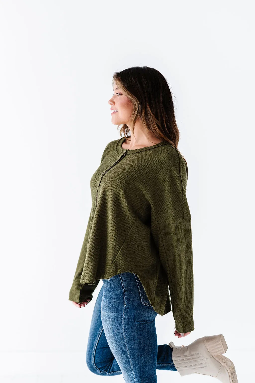 Ember Henley Top in Olive