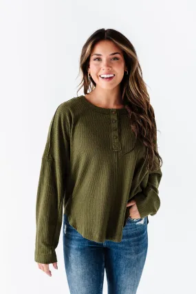 Ember Henley Top in Olive