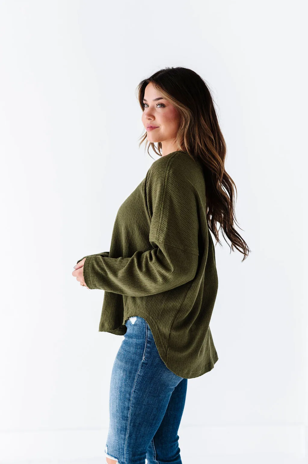 Ember Henley Top in Olive