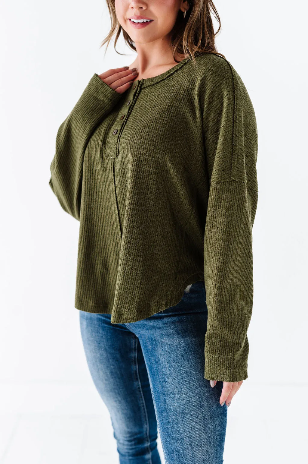 Ember Henley Top in Olive