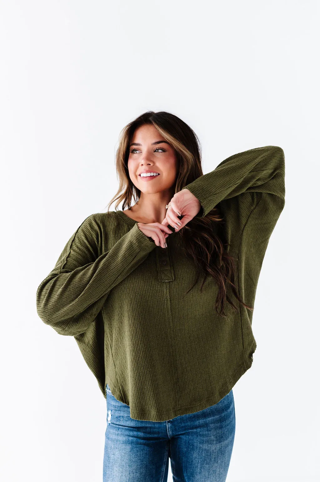 Ember Henley Top in Olive