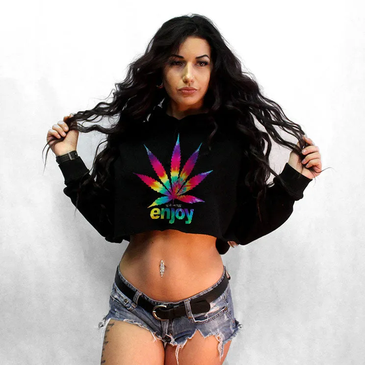 Enjoy Tie Dye Crop Top Hoodie