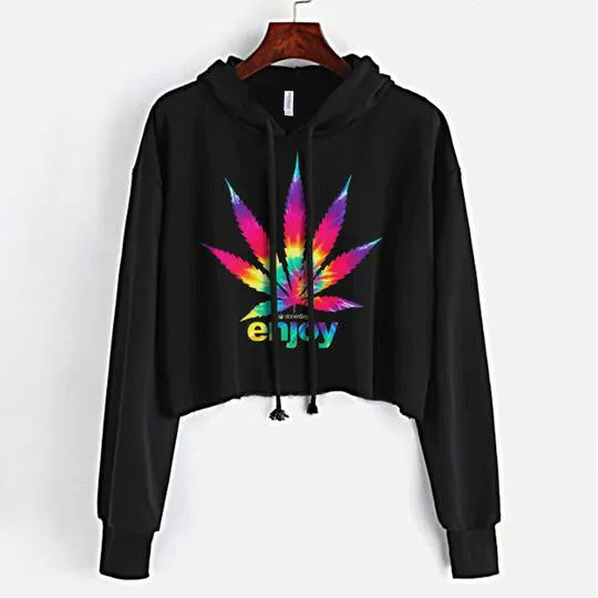 Enjoy Tie Dye Crop Top Hoodie