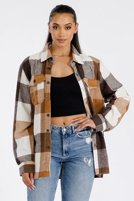 Explore More Collection - Boyfriend Oversized Soft Flannel Shacket