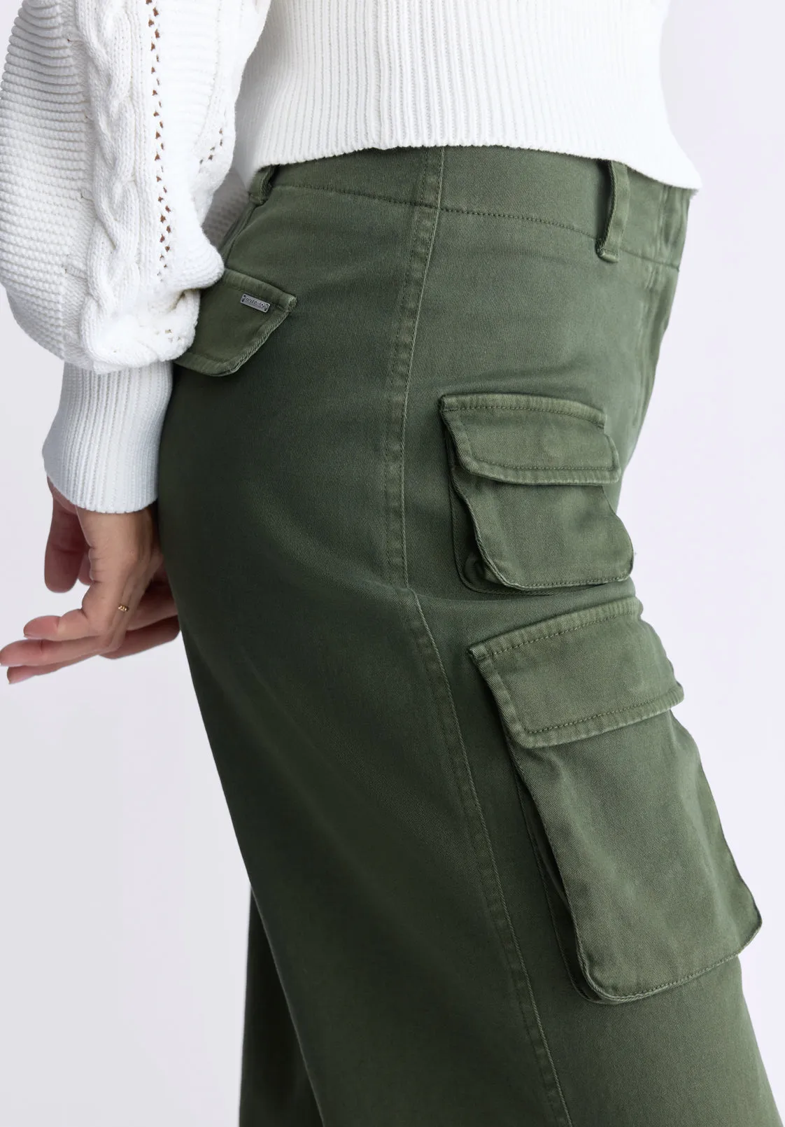 Fellie Women's Cargo Pants, Dark Green - WB0008F