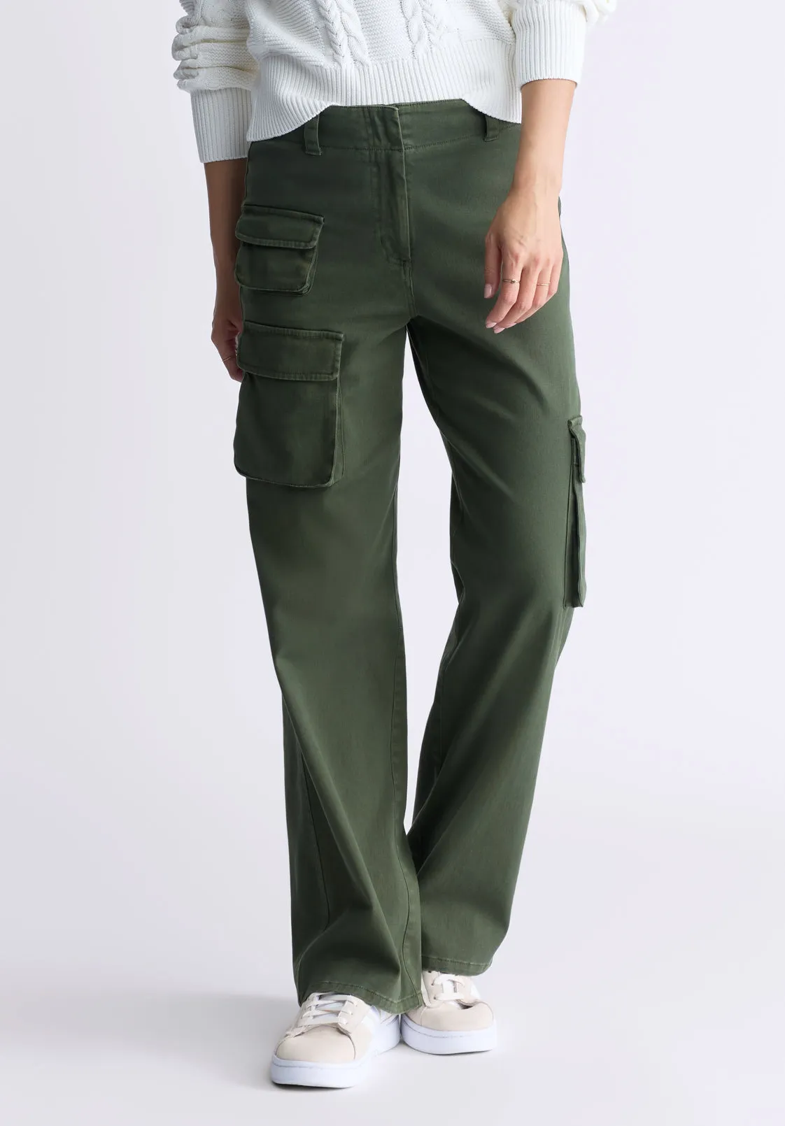 Fellie Women's Cargo Pants, Dark Green - WB0008F