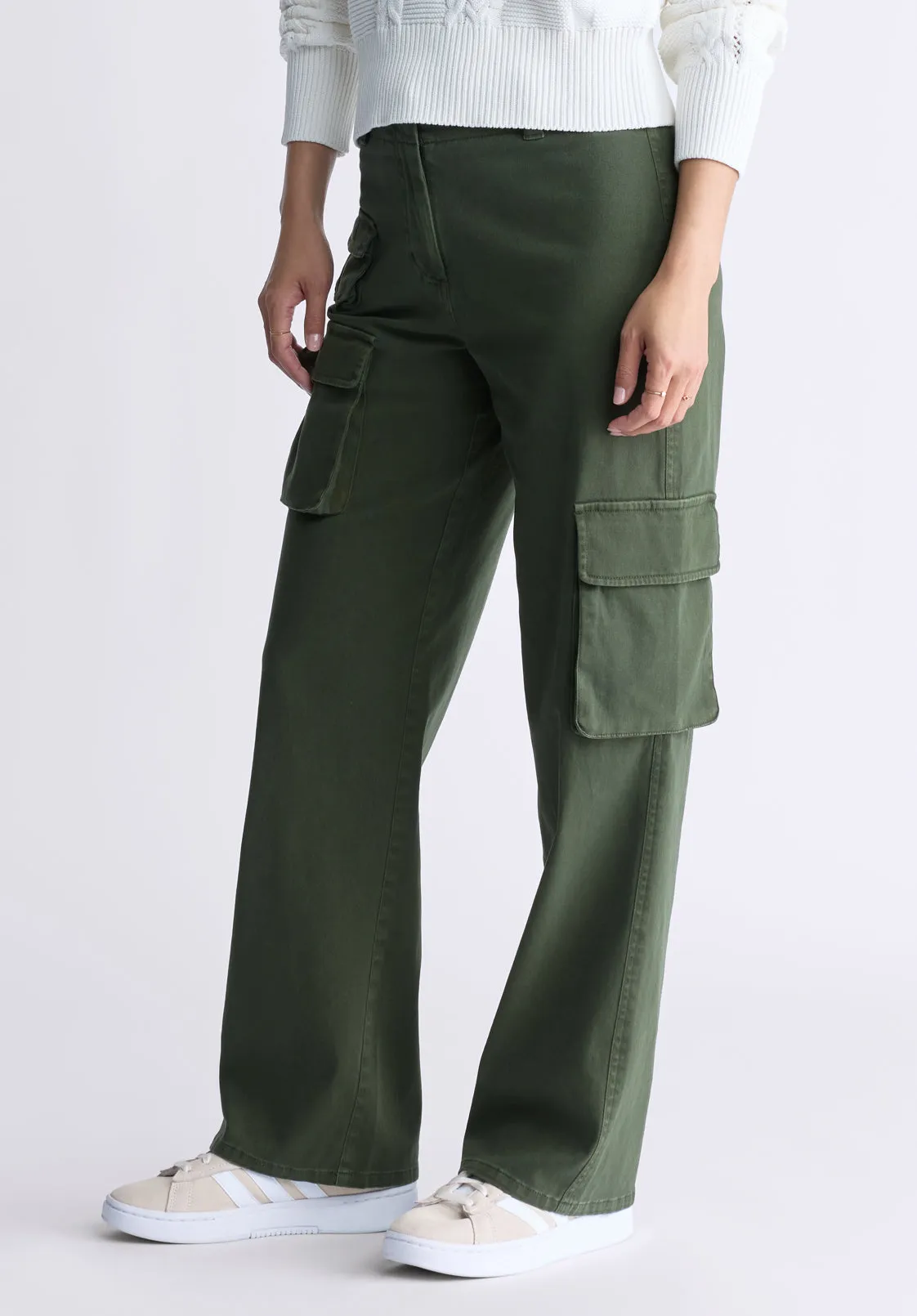 Fellie Women's Cargo Pants, Dark Green - WB0008F