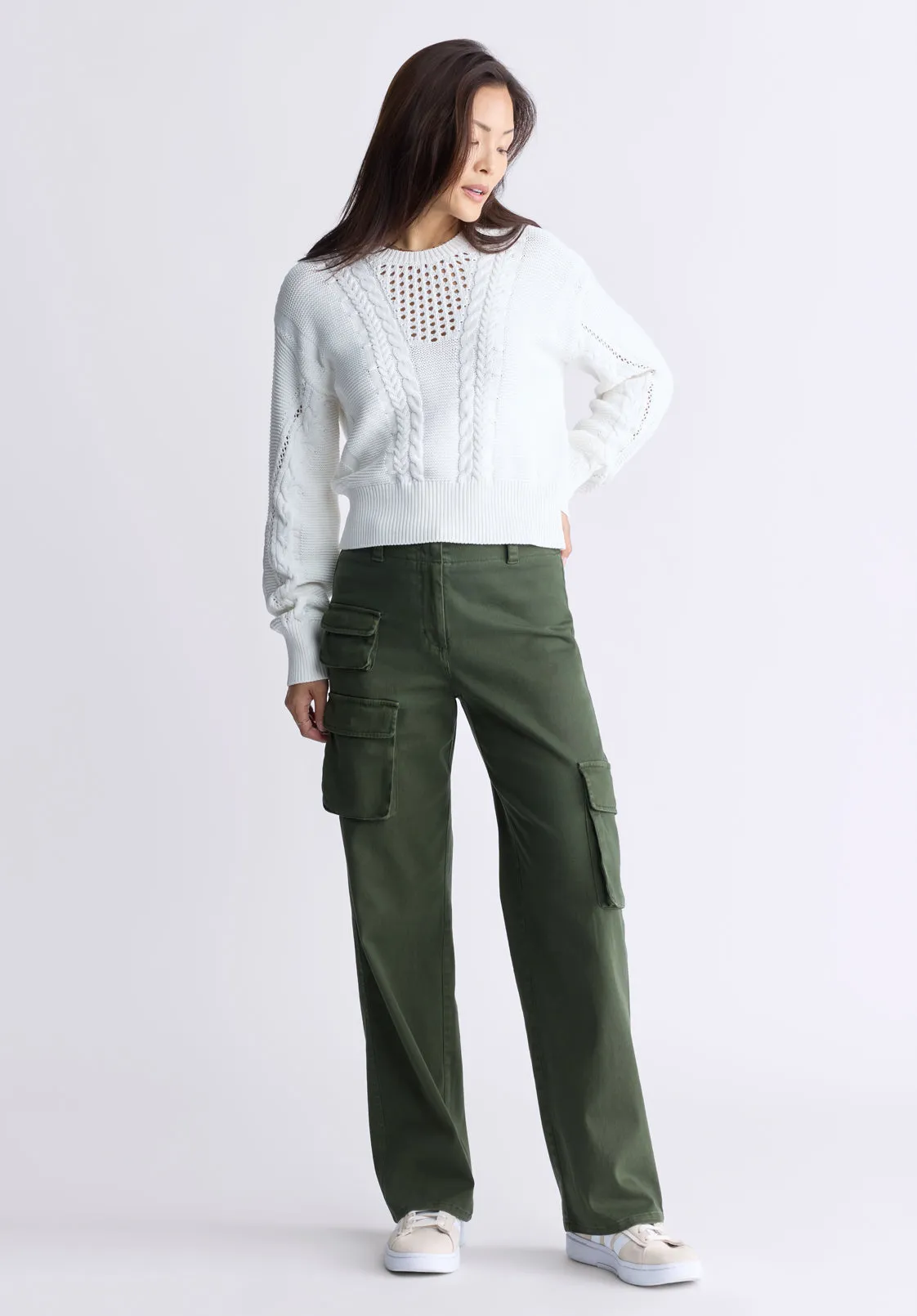 Fellie Women's Cargo Pants, Dark Green - WB0008F