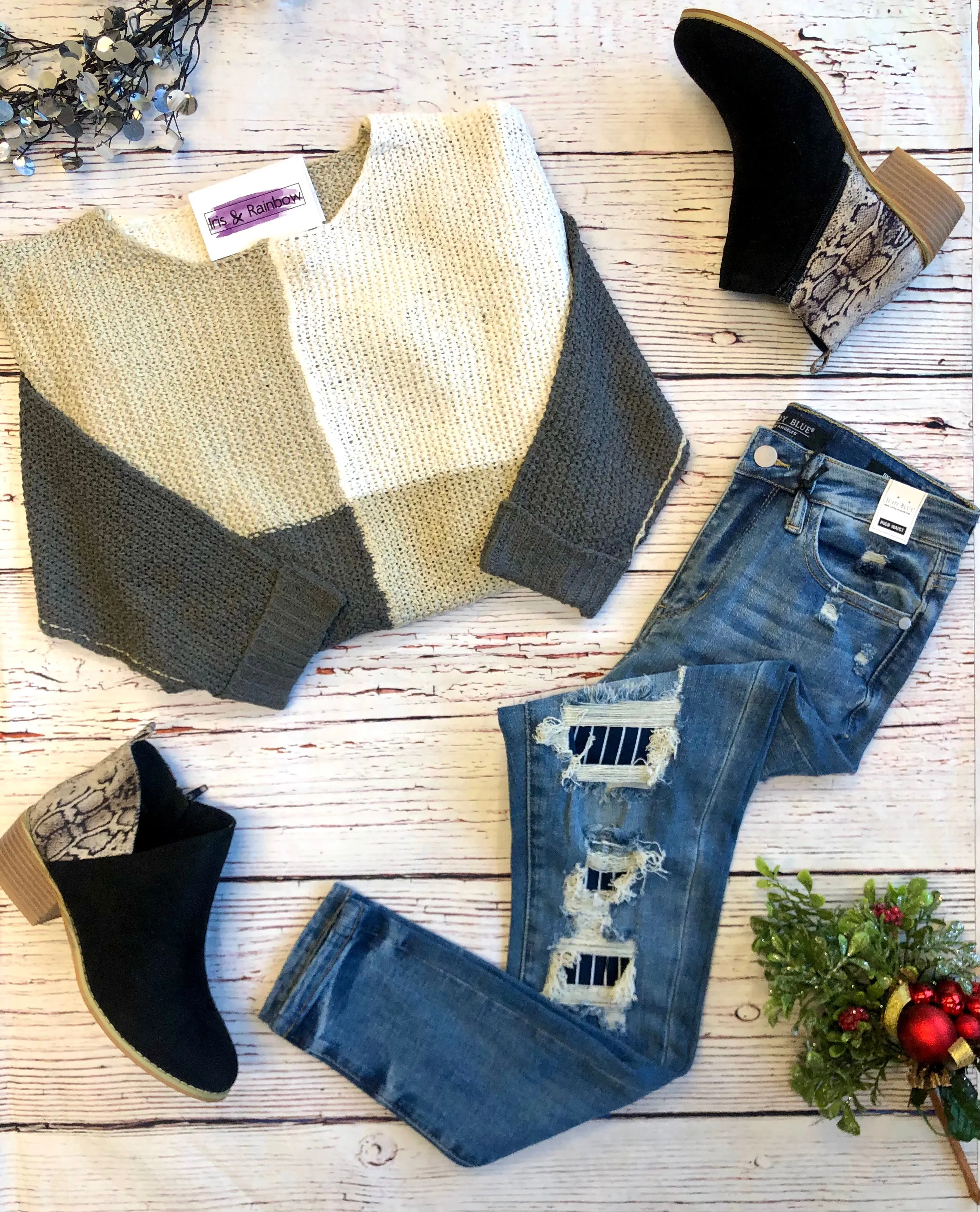 #H158 Elegant Color Block Sweater