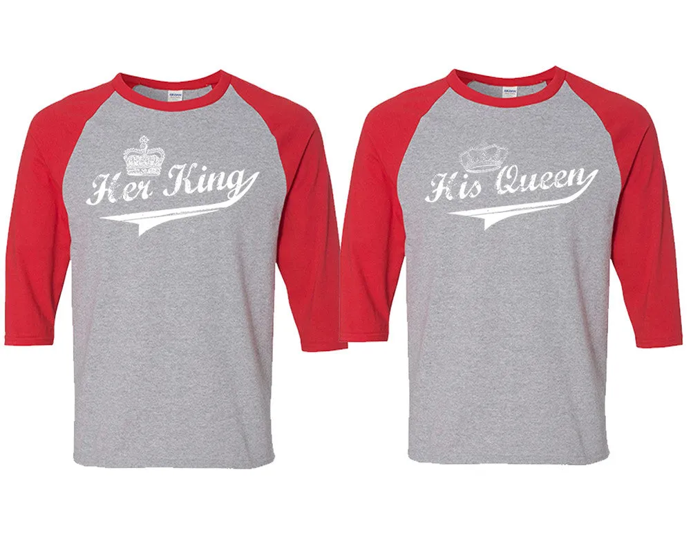 Her King His Queen Couple Baseball T Shirts, Matching Couple Baseball Shirts.