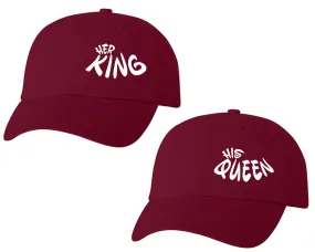 Her King His Queen Couple Matching Baseball Caps, Matching Caps