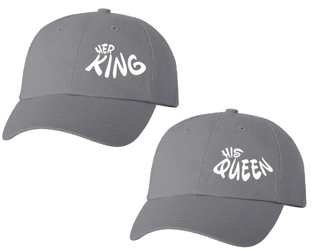 Her King His Queen Couple Matching Baseball Caps, Matching Caps