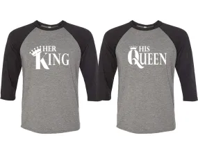 Her King His Queen Couple Matching Baseball T Shirts