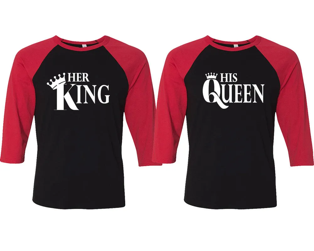 Her King His Queen Couple Matching Baseball T Shirts