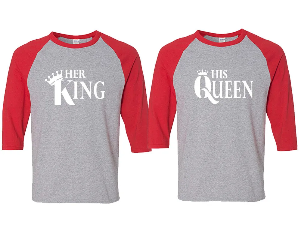 Her King His Queen Couple Matching Baseball T Shirts