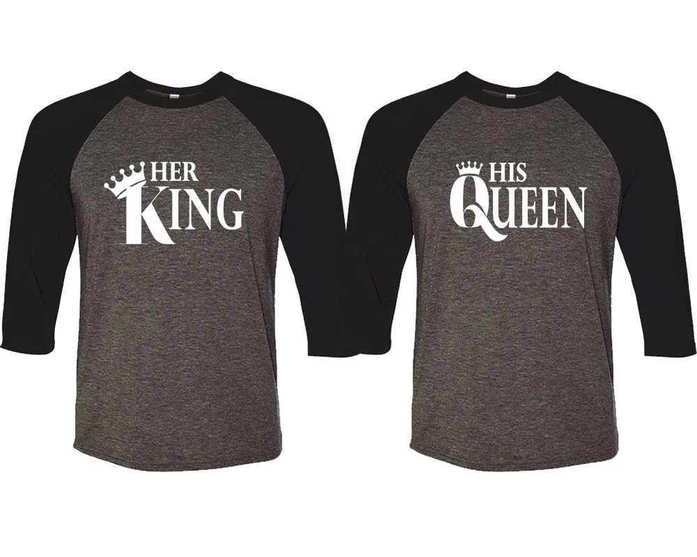 Her King His Queen Couple Matching Baseball T Shirts