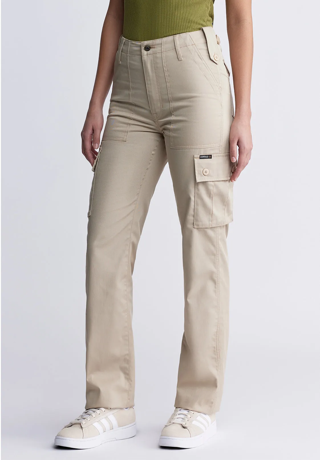 High Rise Jane Women's Loose Straight Pants in Beige - BL15975