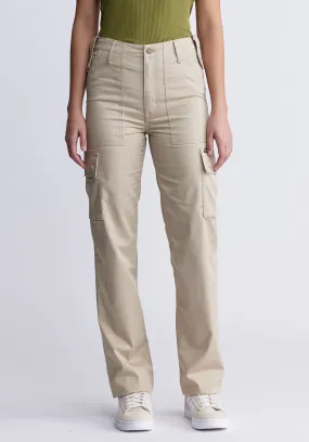 High Rise Jane Women's Loose Straight Pants in Beige - BL15975