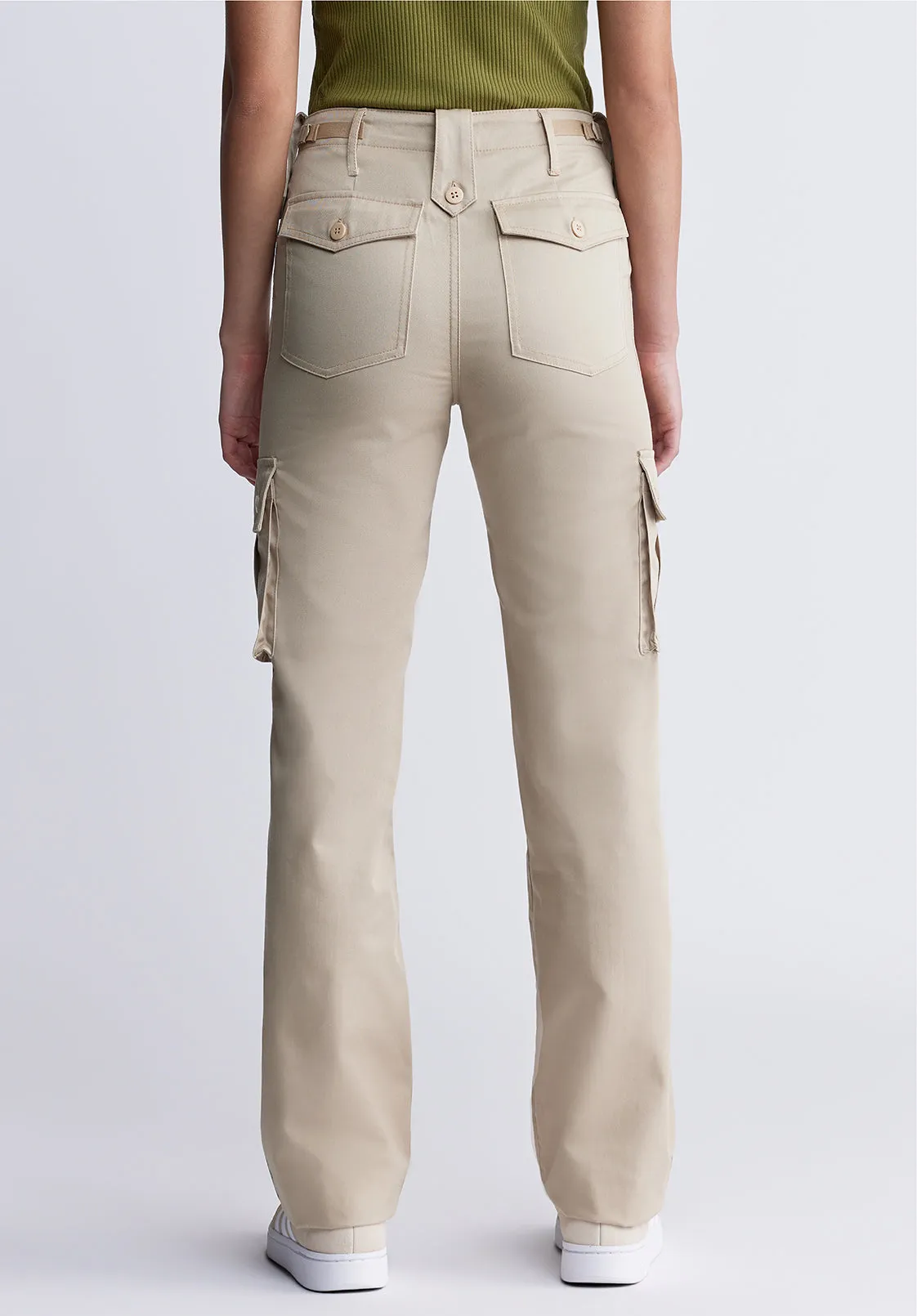 High Rise Jane Women's Loose Straight Pants in Beige - BL15975