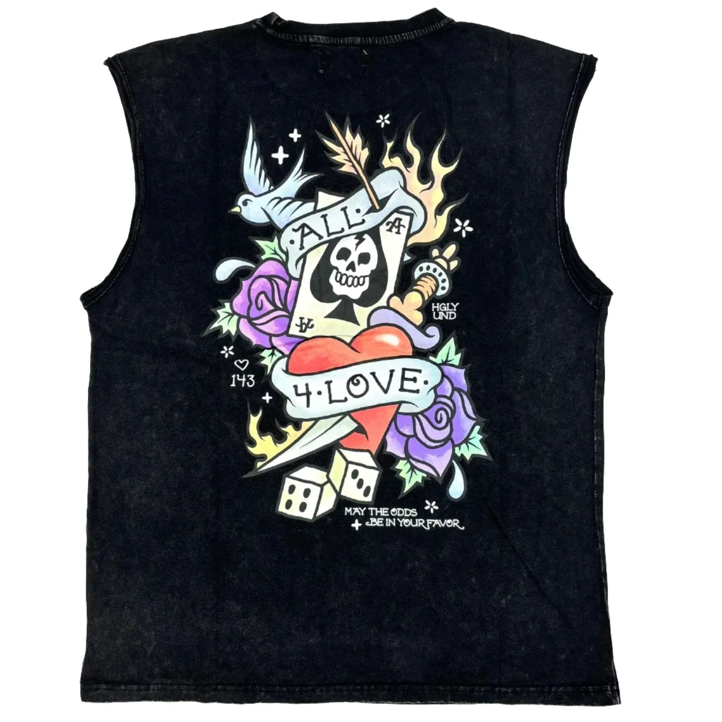 HIGHLY UNDRTD All 4 Love Washed Graphic Sleeveless T-Shirt