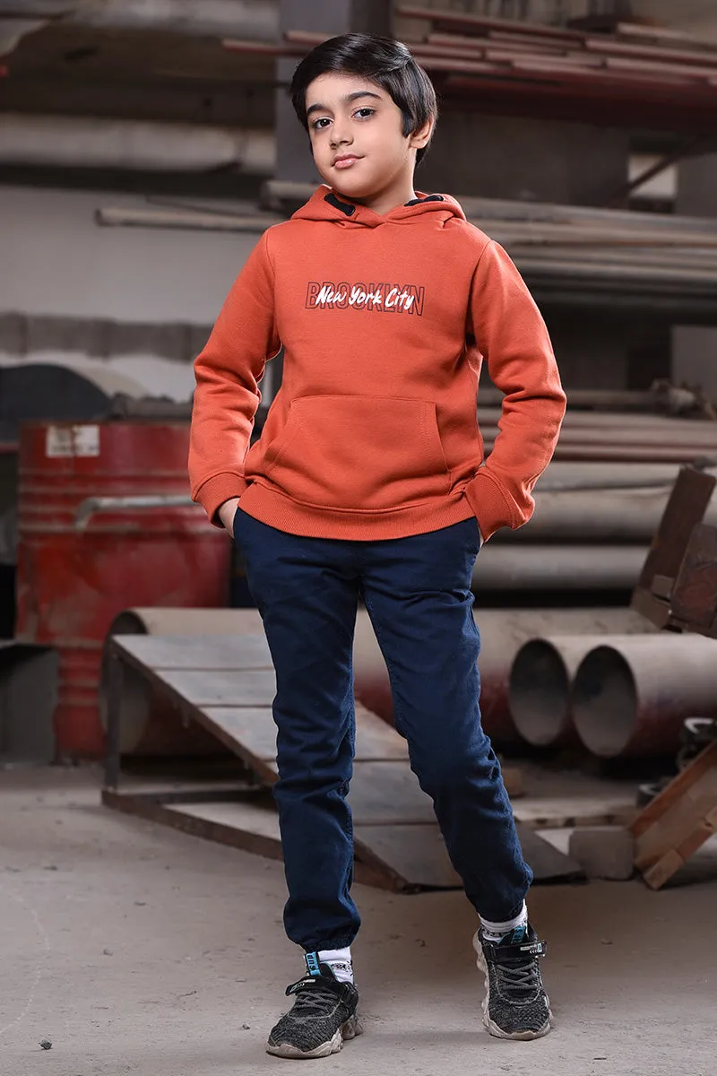 Hoodie With An Adjustable Hood And Long Sleeves Orange