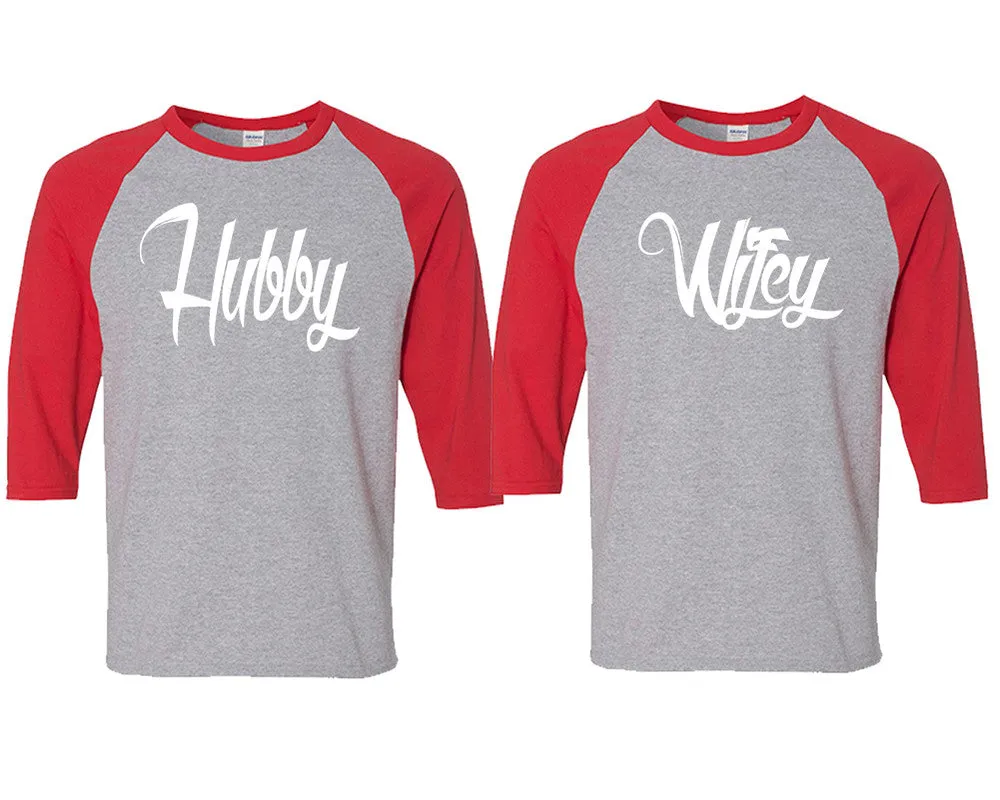 Hubby Wifey Couple Matching 3/4 Sleeve Baseball Shirts