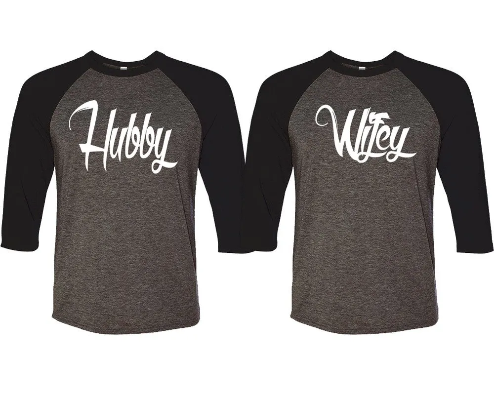 Hubby Wifey Couple Matching 3/4 Sleeve Baseball Shirts